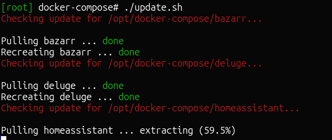 Docker compose autoupdate output